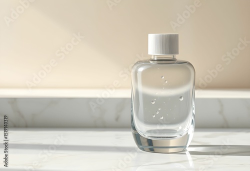 Elegant Glass Bottle with Clear Liquid Product Photography