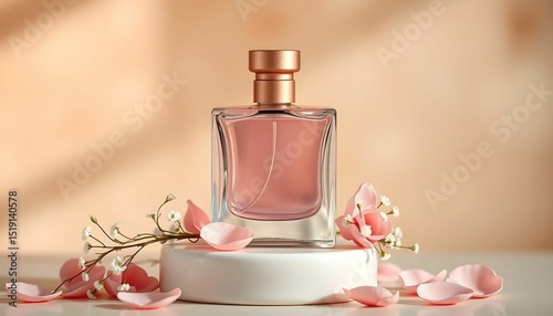 Elegant Perfume Bottle with Delicate Floral Accents A Luxurious Fragrance