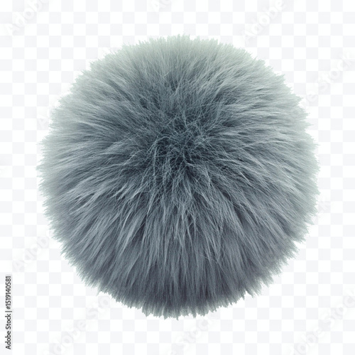 abstract 3d soft hairy fluffy fur ball or pom-pom in different color style isolated on white background