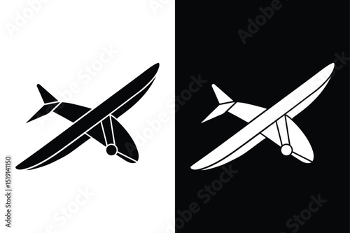 Silhouette of Glider Airplane. Vector Icon for Aviation Graphics
