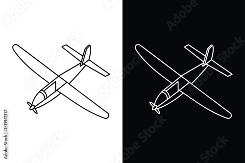 Glider Aircraft Icon Vector. Simple Line Style Aviation Illustration