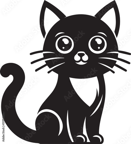 Black and white cat silhouettes with tribal animal designs
