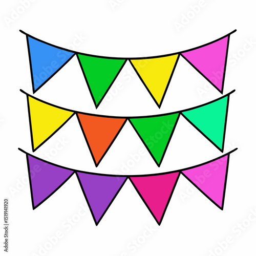 Colorful bunting silhouette icons set vector illustration