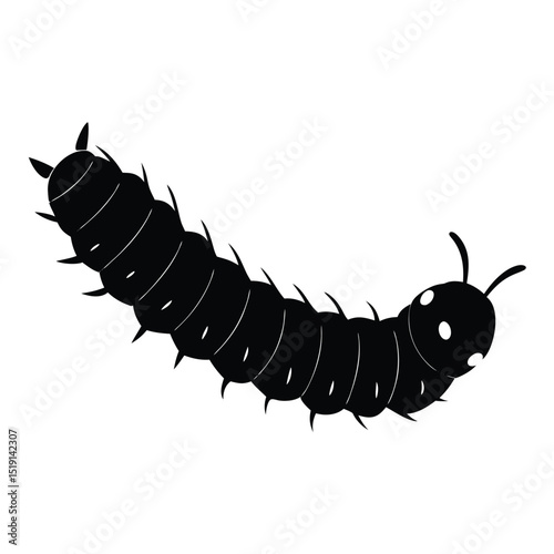 Isolated macro close-up of a green caterpillar larva insect on a white background