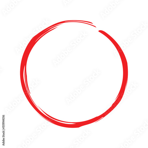 A bold and abstract red circle drawn with energetic brush strokes