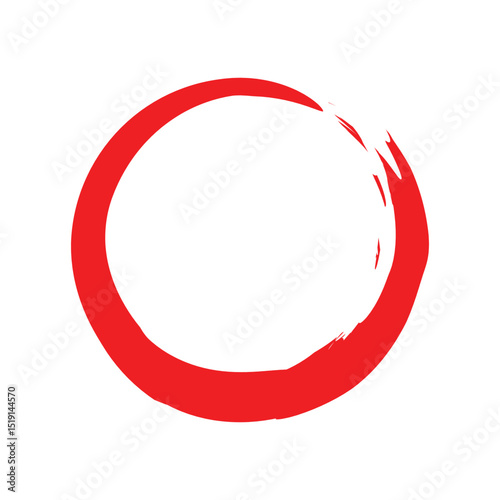 A bold and vivid red circle, featuring a wide brushstroke