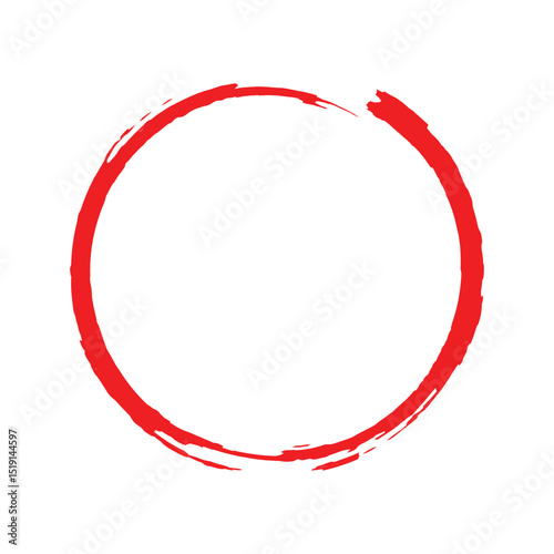A dynamic and broken red circle drawn with expressive brushstrokes.