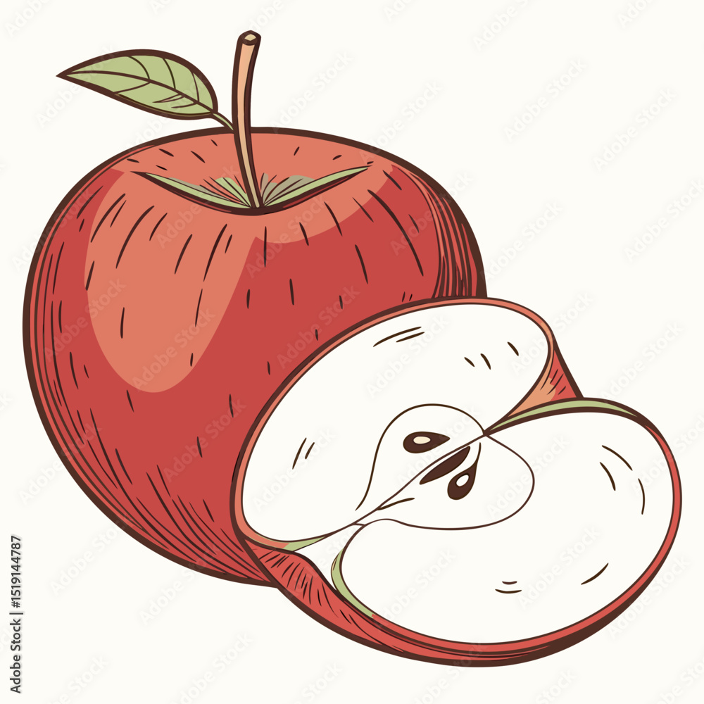 Obraz premium red apple with leaf