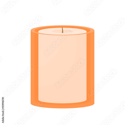 Beautiful big candle in orange glass.