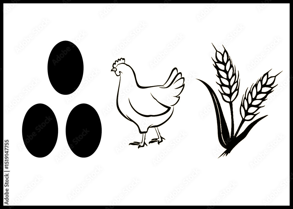 Obraz premium Rätsel Bilderrätsel Auch ein blindes Huhn findet mal ein Korn Blind man hit mark Redewendung