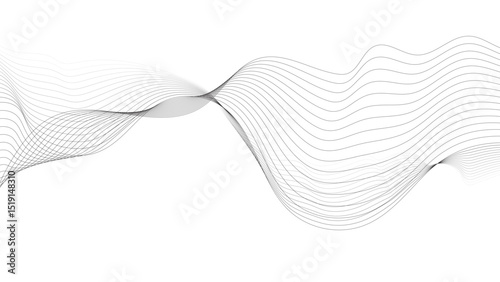 Black Abstract Wavy Lines on White Background