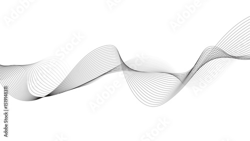 Abstract Black Wave Lines on White Background