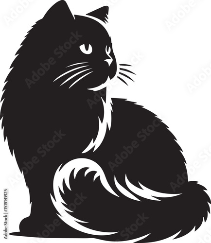Black and white cat silhouettes with tribal animal designs