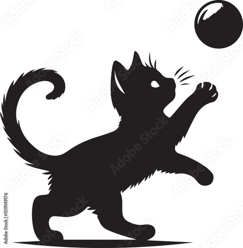 Black and white cat silhouettes with tribal animal designs