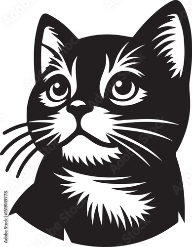 Black and white cat silhouettes with tribal animal designs