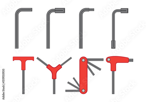 High quality allen wrench key vector illustration for industrial designs