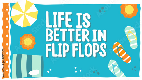 Escape to paradise where life s sweeter in flip flops A playful summer getaway with a sunny beach blanket and vibrant