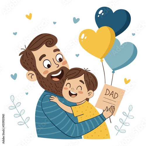 boy and girl father and son Celebrate Father's Day	

