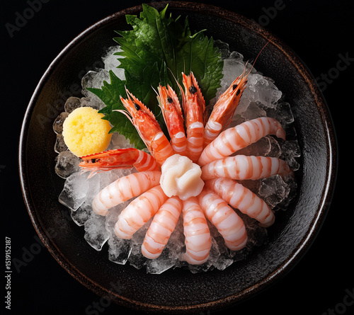 Snow White Shrimp on Ice, Elegantly Plated with Simple Presentation