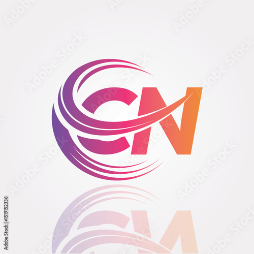 CN Swirl Monogram Logo – Creative Circular Letter mark for Modern Branding & Business Identity