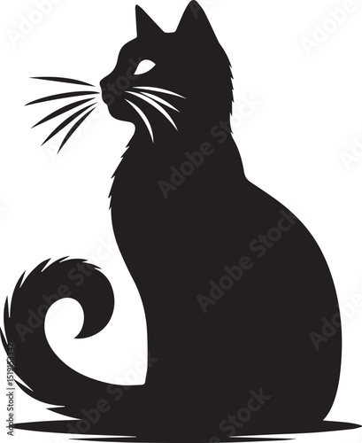 Black and white cat silhouettes with tribal animal designs