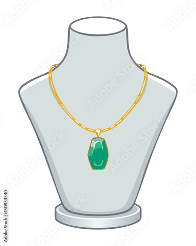Golden Chain Necklace with Green Gemstone
