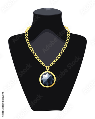 Elegant Gold Chain Necklace with Black Gemstone