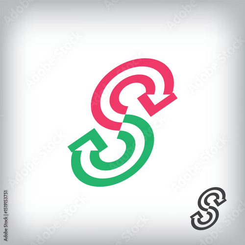 Letter S and forward and backward arrow logo. Unique transportation design identity. Logo template in geometric line.