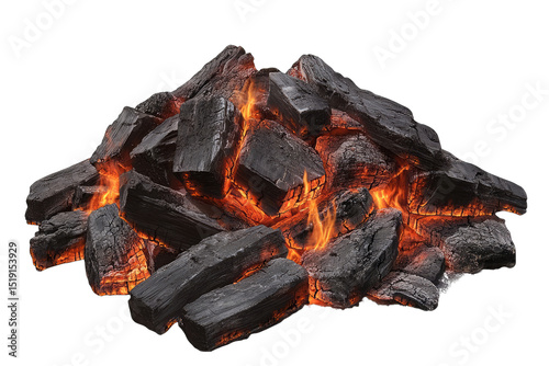 Burning charcoal briquettes