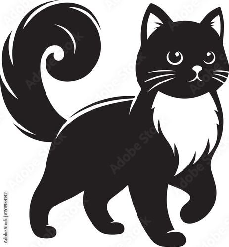 Black and white cat silhouettes with tribal animal designs