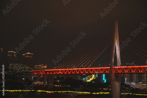 Chongqing Hongyadong with qiansimen night light landmark of Chongqing, China 