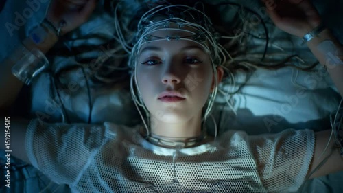 Mind Exploration: An intimate portrayal of a young person undergoing a neural examination, capturing the focus and curiosity in a realistic setting.