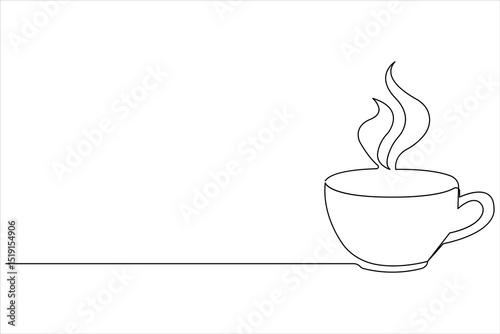 One line drawing of coffee cup in modern minimalist style with a clean vector outline