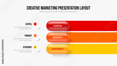 Sales Performance Three Step Infographic Frame Design. Financial Overview 3 Element Diagram Slideshow Layout. Visual Forecast Slide Template Vector Illustration.