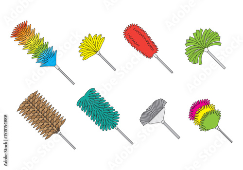 High quality feather duster icons cleaning supply graphics for websites and apps