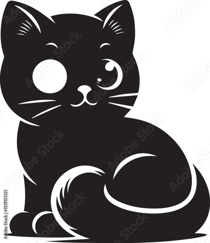 Black and white cat silhouettes with tribal animal designs