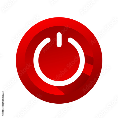 Red power button, isolated – vector illustration

