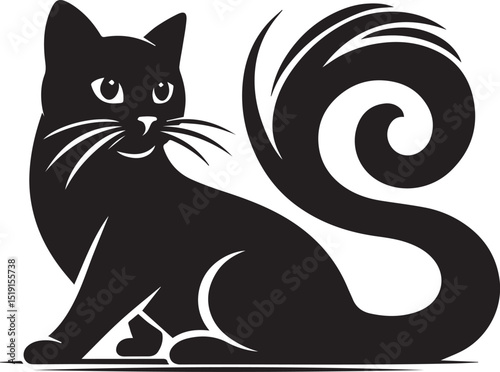 Black and white cat silhouettes with tribal animal designs