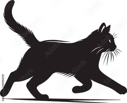 Black and white cat silhouettes with tribal animal designs
