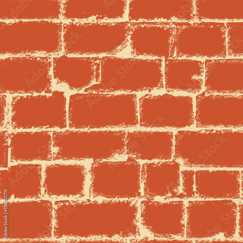 Vector seamless pattern or background with brick wall, stone. Orange, terracotta, decorative. Suitable for fabric, wallpaper, tiles. Funeral services. AI is not used