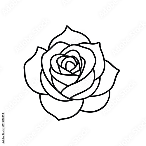 rose flower  line art vector icon illustration.