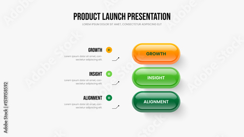 Consulting Review 3 Option Infographic Presentation Layout. Market Development Three Element Diagram Frame Template. Professional Briefing Slide Design Vector Illustration.