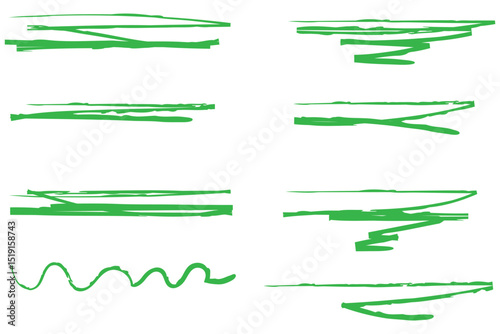 Underline stroke marker felt pen scribbles doodle line collection. Hand drawn outline sketch wave brush mark . eps 10