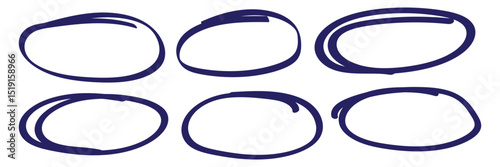 Hand drawn circle line sketch set. Circular vector image. Hand drawn circle with doodle patterns. Vector brush strokes circles of paint on white background. eps 10