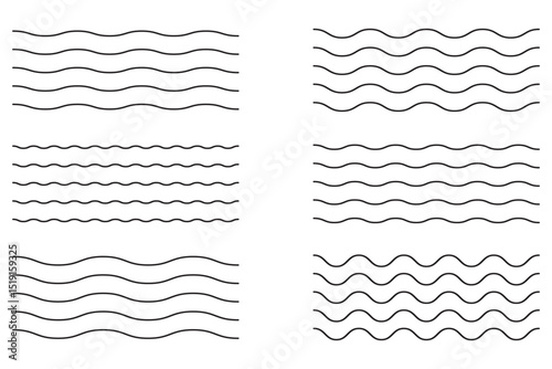 Undulating Motion Vibrant Zigzag Line Vectors for Designs. Trendy Zigzag Line  for Contemporary Art.   Vector zigzag lines and waves, wavy pattern. 