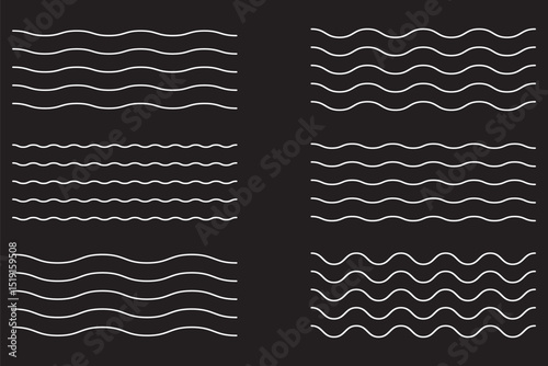 Undulating Motion Vibrant Zigzag Line Vectors for Designs. Trendy Zigzag Line  for Contemporary Art.   Vector zigzag lines and waves, wavy pattern. 