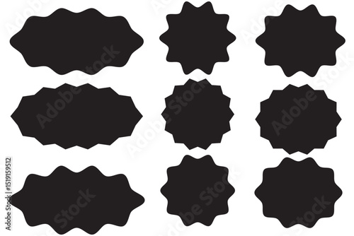 Starburst sale price stickers and labels. Set of price stickers, sale or discount stickers, and sunburst badge icon .  Sun ray frames, quality signs, sale icon .  