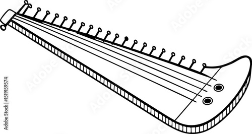 Nyckelharpa black outline vector and illustration, coloring book page
