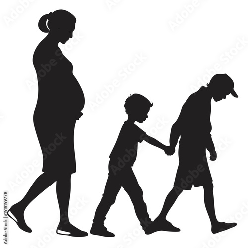 pregnant lady silhouette vector illustration