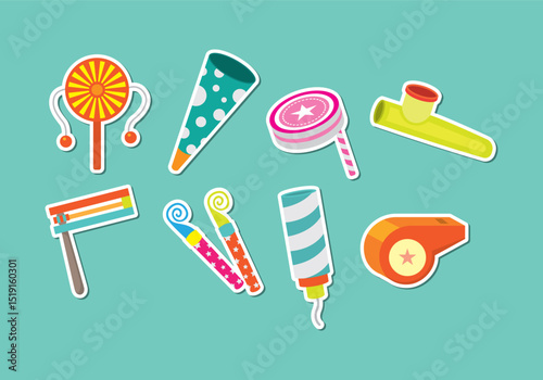 High quality noise maker icons party favors celebration sounds and festive symbols